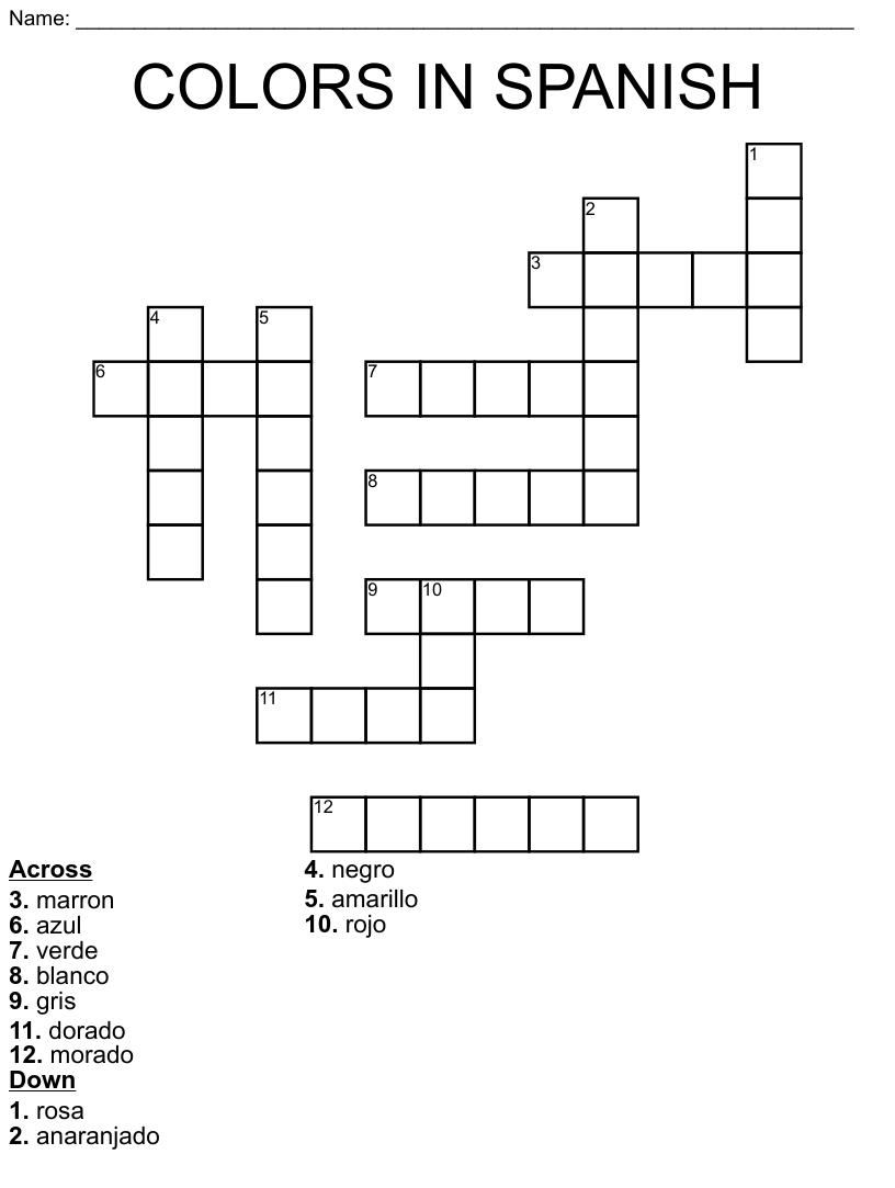 easy spanish crossword puzzles printable
